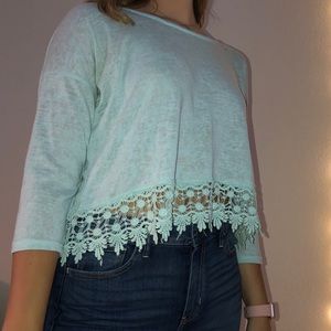 Aqua Cropped Long Sleeve